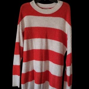 Arizona Jean Company Vibrant Red and Cream Striped Sweater